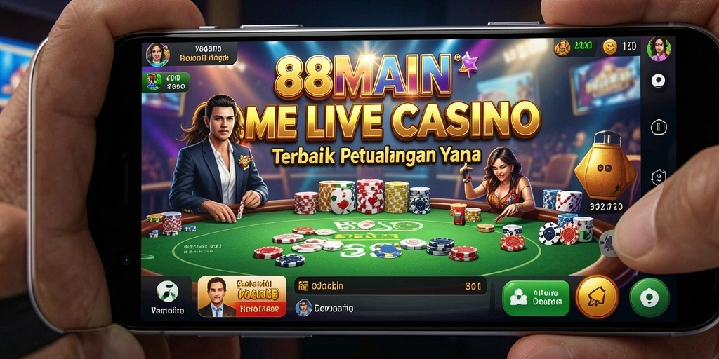 Screenshot gameplay <strong>88MAIN</strong> dengan dealer langsung yang profesional.