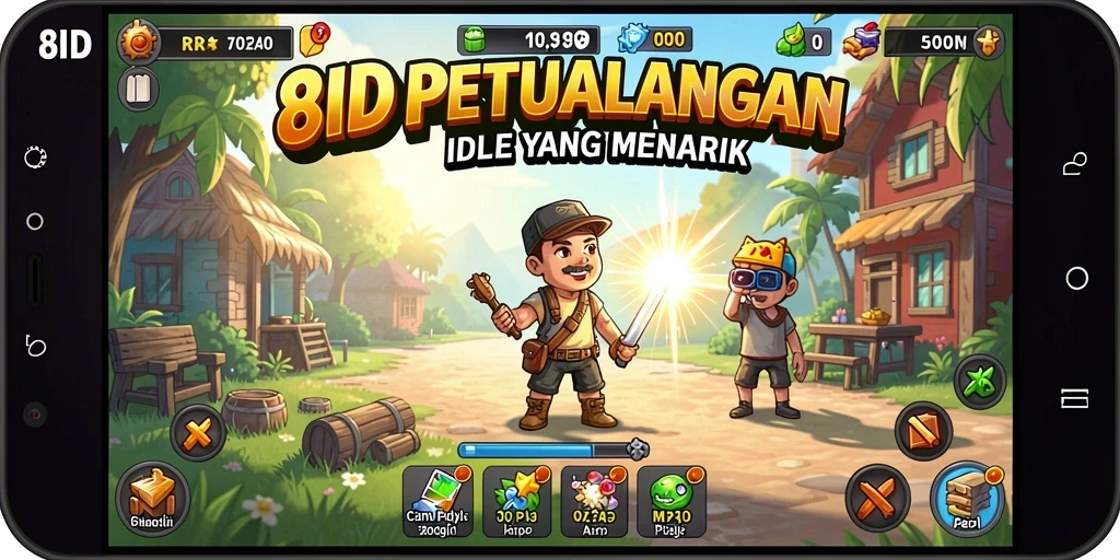 Tangkapan layar utama 8ID dengan gameplay Idle yang menarik.