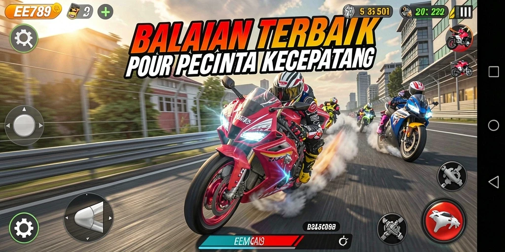 Gameplay seru di EE789 dengan balapan motor yang mendebarkan.