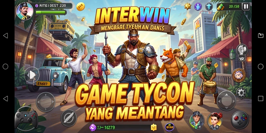 Tampilan gameplay INTERWIN dengan manajemen yang mendalam.