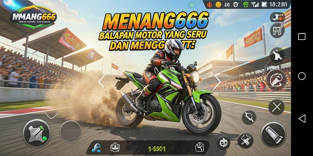 Screenshot MENANG666 menunjukkan aksi balapan motor yang penuh adrenalin.