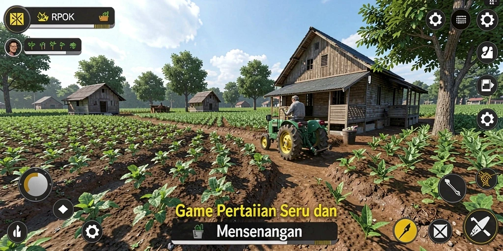 Screenshot gameplay <strong>RPOK</strong> menampilkan petualangan bertani yang seru.