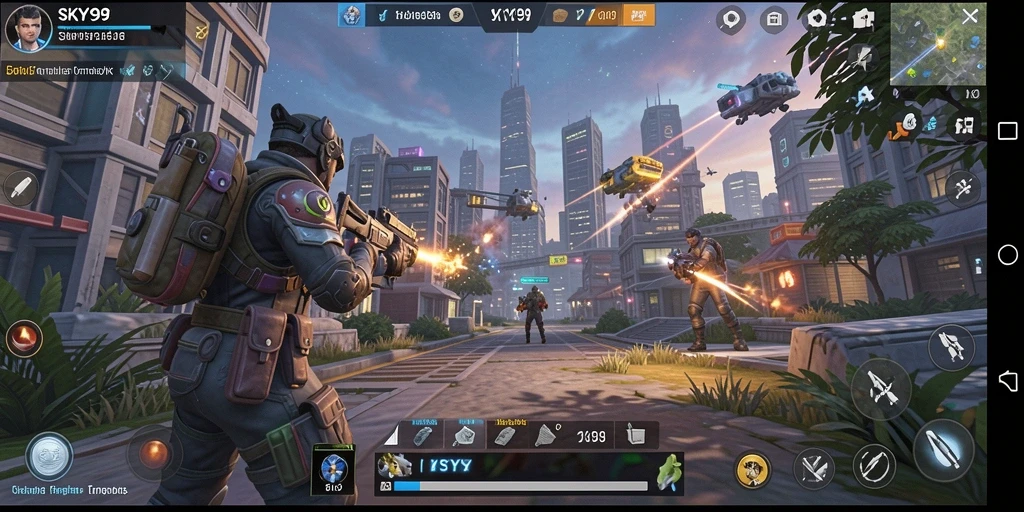 Screenshot utama SKY99 menampilkan gameplay simulasi yang menarik.